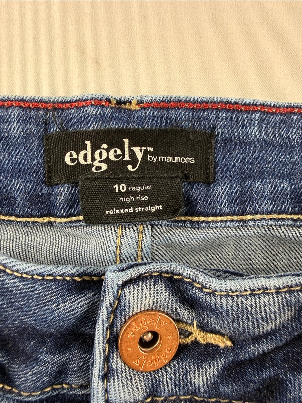 Edgely High Rise Relaxed Straight Jeans Sustainable Stretch Denim Size 10 - Picture 7 of 9